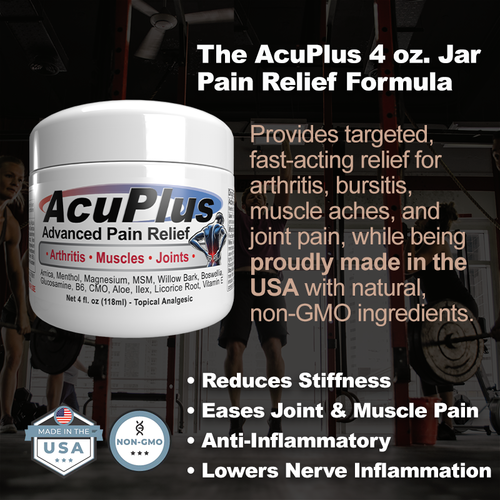 AcuPlus 4 oz Pain Relief Cream – Menthol Topical Analgesic for Muscle and Joint Aches