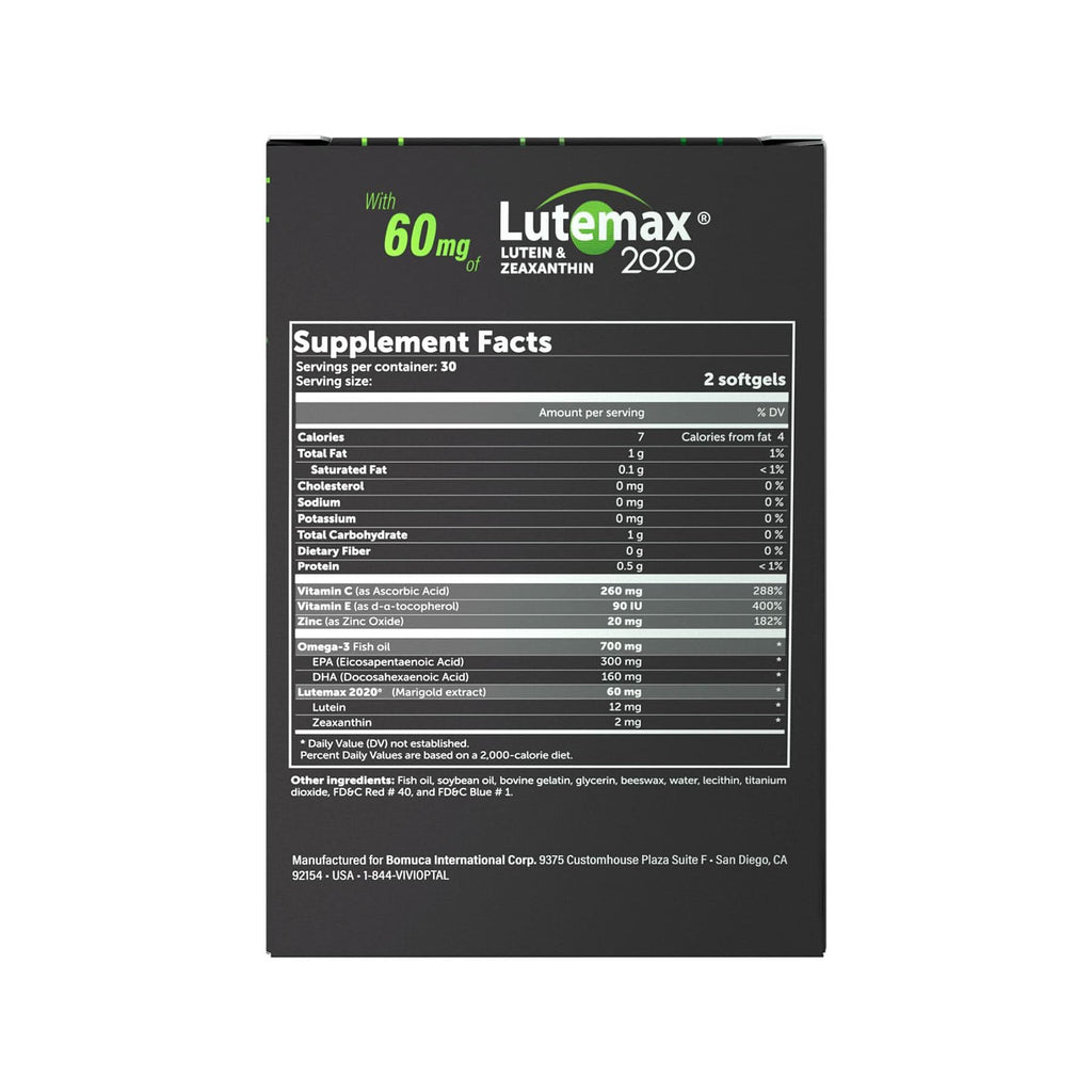 Vivioptal Lux 60 Softgels, Omega 3, Zinc, and Vitamin C & E, Multivitamin & Multimineral, Gluten Free, German Formula