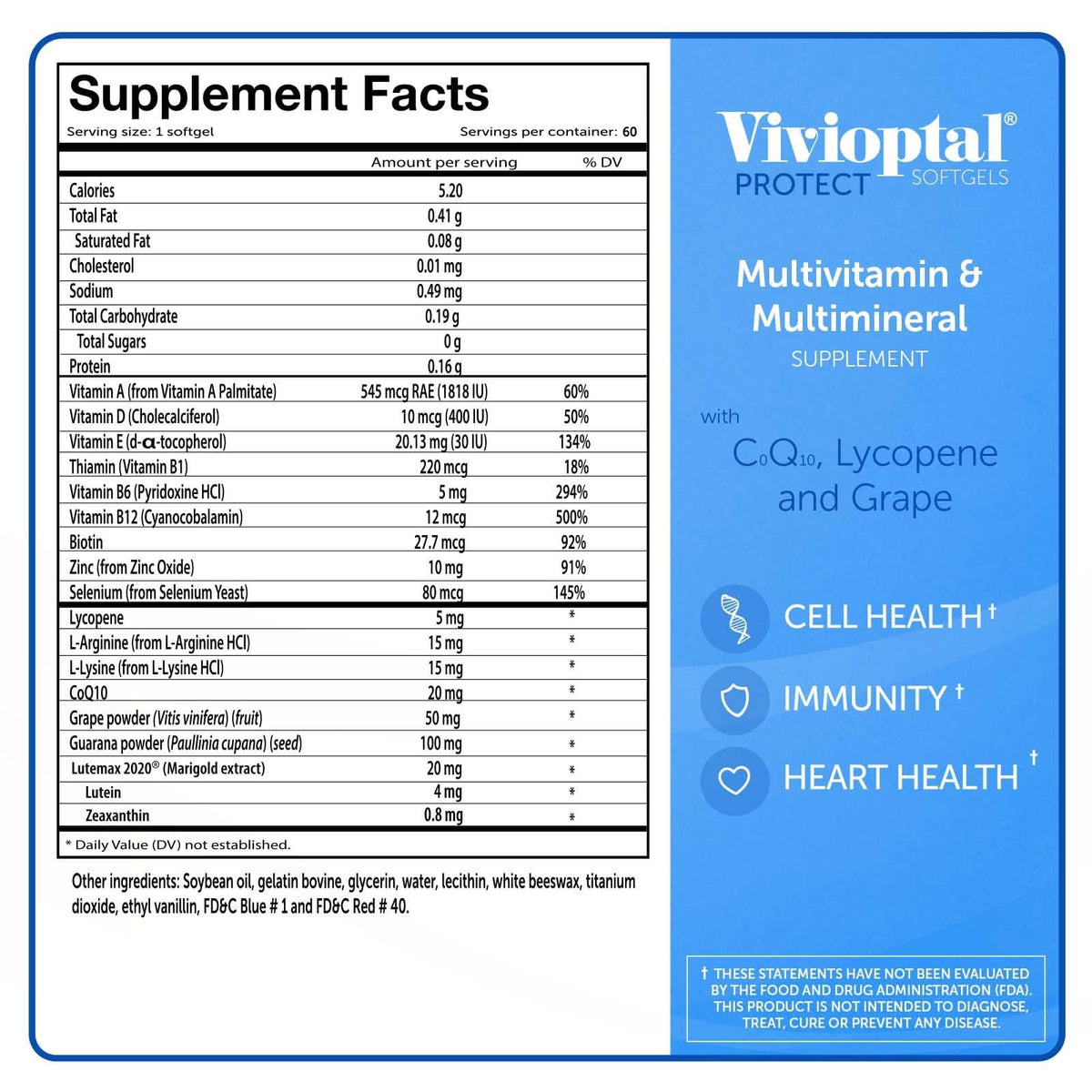 Vivioptal Protect for Men Multivitamin & Multimineral, 60 Capsules