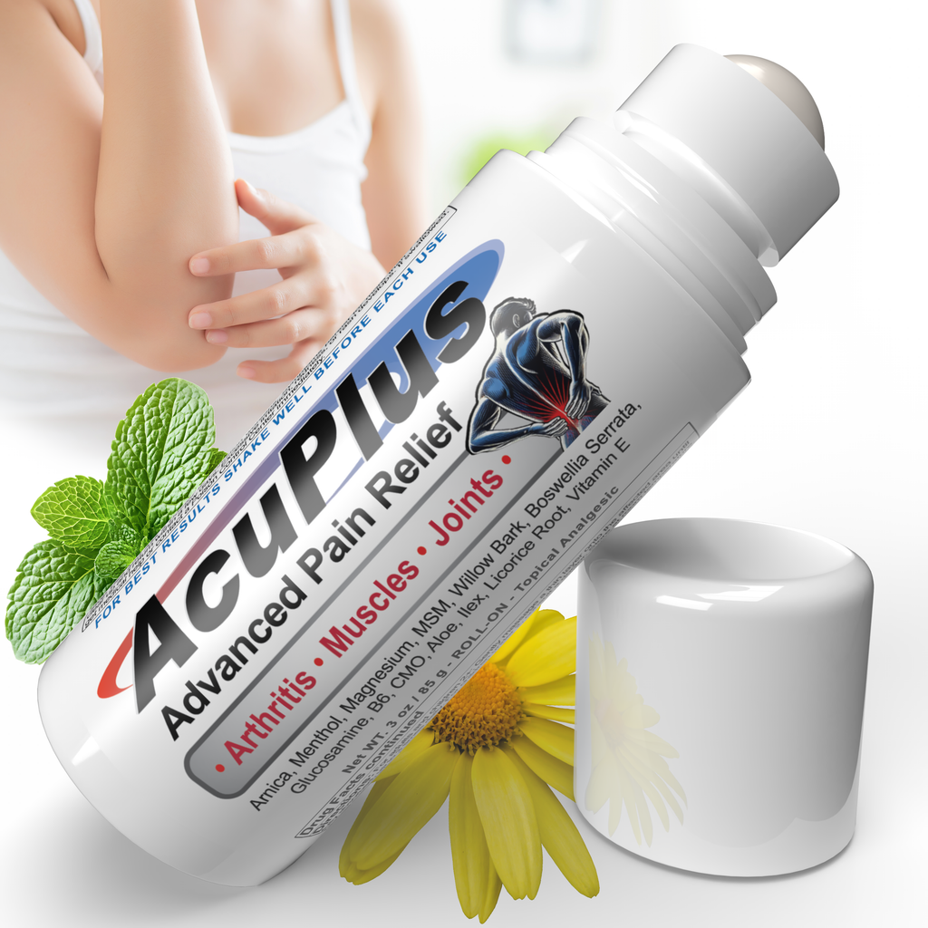 AcuPlus 3 oz Pain Relief Roll-On – Hands-Free Menthol Pain Relief for Muscles and Joints