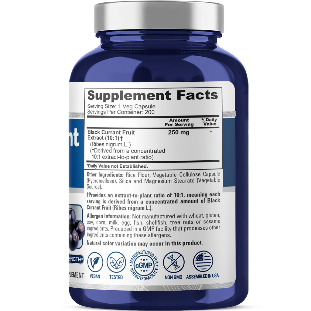 NusaPure Black Currant 10:1 Extract, 250 mg, per Veg Caps 200 Vegan, Non-GMO