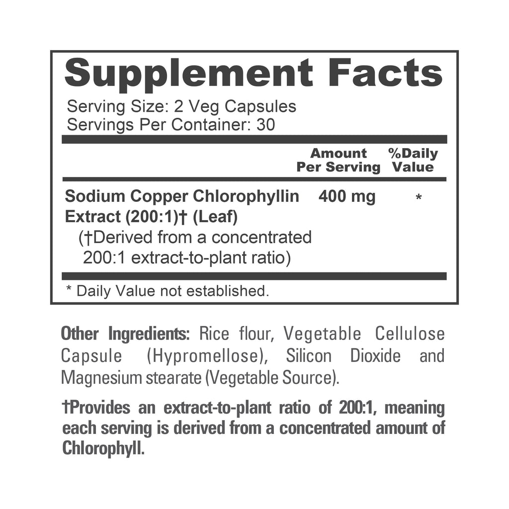 NusaPure Chlorophyll 200:1 Extract, 400 mg 60 Veggie Caps, Non-GMO, Vegan, Sodium Copper Chlorophyllin