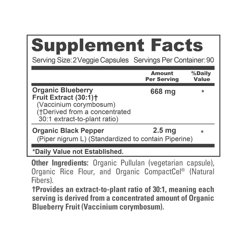 NusaPure Blueberry Concentrate 30:1 Extract, 667 mg 180 Veg Caps Suitable for Vegetarian, Vegan, Non-GMO